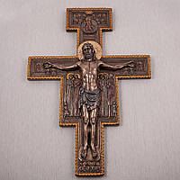 Крест на стену с креплением Распятие Христа 40х28 см 75880 бронзовое покрытие_VER