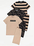 Дитяча піжама з коротким рукавом та шортами George, бавовна, бежево-чорна, розмір 128-134