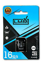 Карта пам&#39;яті microSDHC (UHS-1) 16GB class 10 LMM (з адаптером)