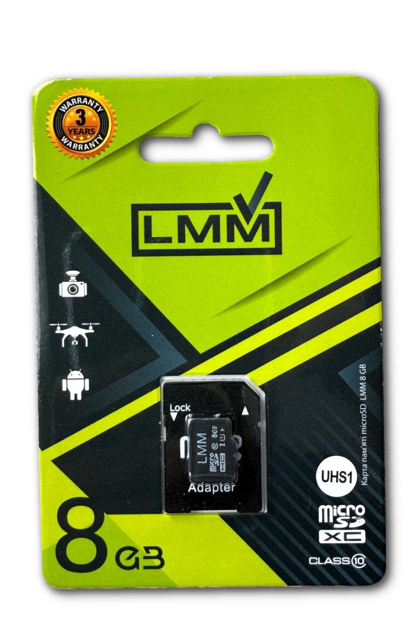 Карта пам'яті microSDHC (UHS-1) 8GB class 10 LMM (з адаптером)