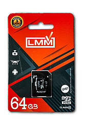Карта пам&#39;яті microSDHC (UHS-1) 64GB class 10 LMM (з адаптером)