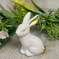 Фарфоровая фигурка кролика с золотыми ушками Пасхальный декор 8,5 см