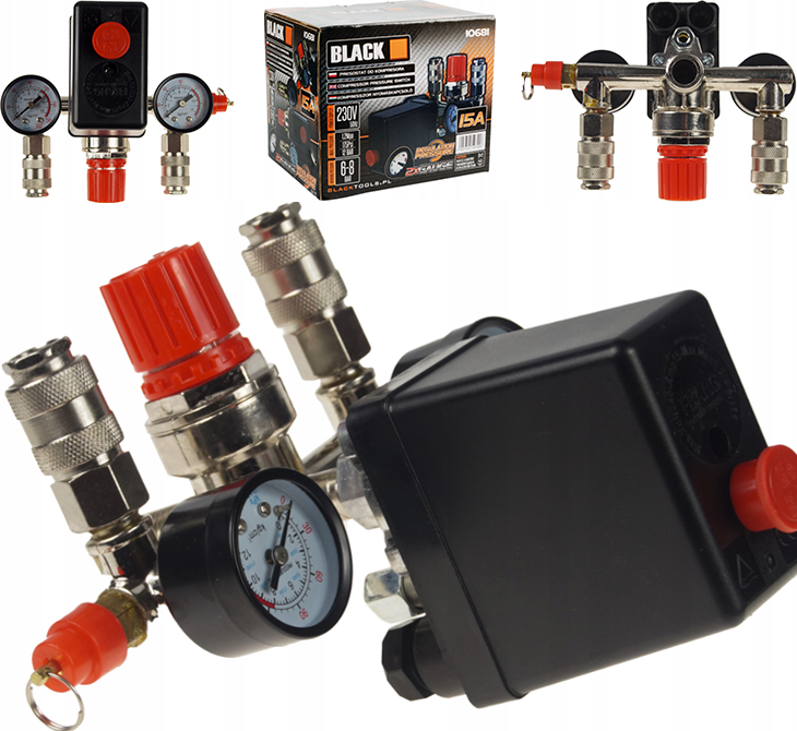 Пресостат до компресора Black 10681, 8 бар, 1/4", фото 1