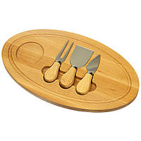 Сырная деревянная доска+ножи Wood 35х20 см 18601-004_VER