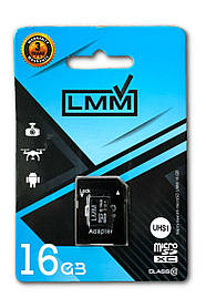 Карта пам&#39;яті microSDHC (UHS-1) 16GB class 10 LMM (з адаптером)