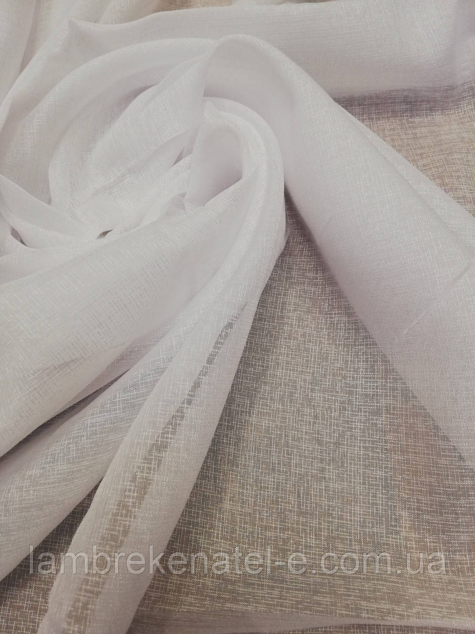 Тюль білий під льон з обважнювачем, висота 3 метри, Туреччина, фото 1
