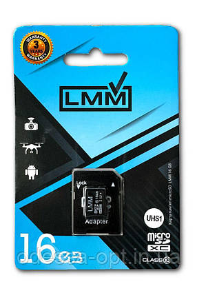 Карта пам'яті microSDHC (UHS-1) 16GB class 10 LMM (з адаптером), фото 1