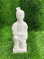 Скульптура из бетона китайский Терракотовый воин, садово-парковая фигура китайского воина белого цвета