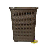 Корзина з кришкою для білизни RATTAN, пластик, коричневий SNMZ, фото 3