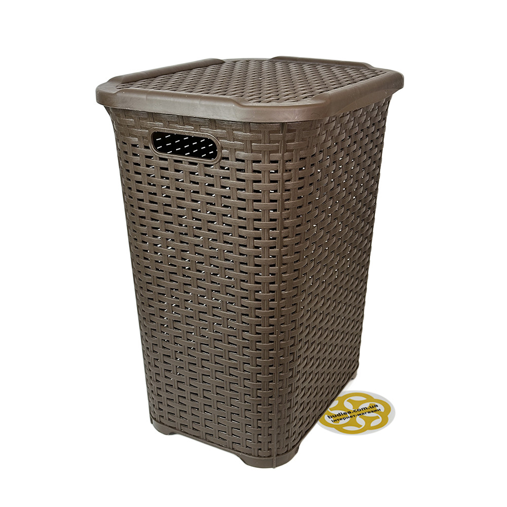 Корзина з кришкою для білизни RATTAN, пластик, коричневий SNMZ