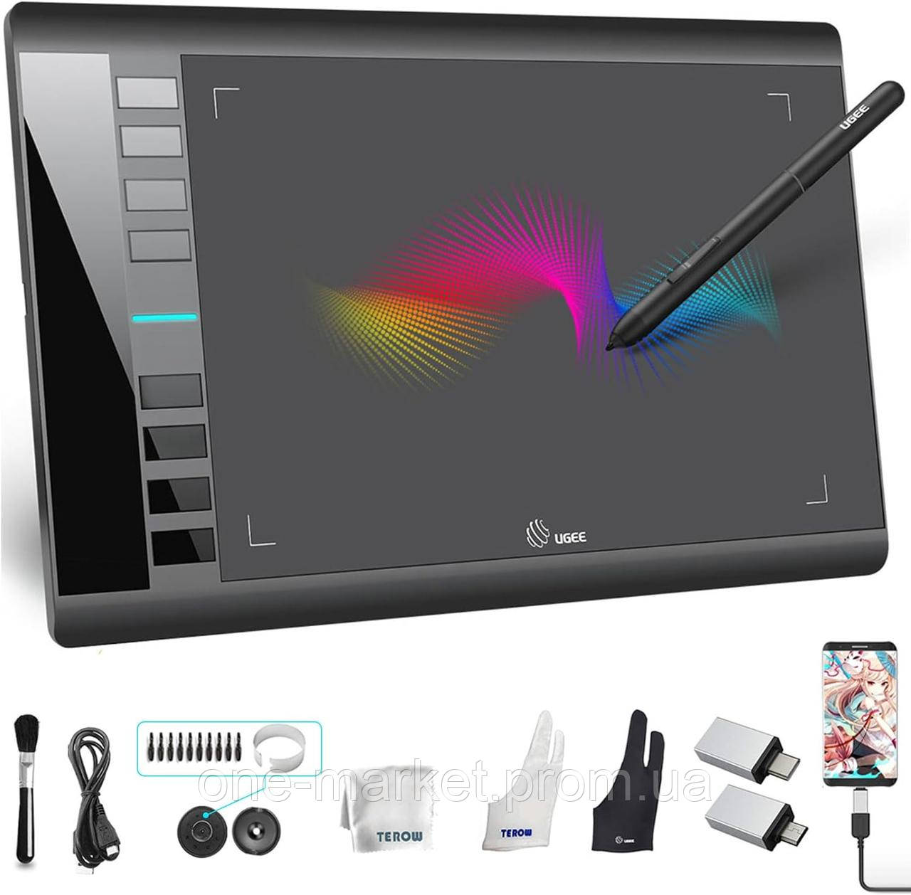 Ugee M708 V3 Цифровой графический планшет 10 дюймов 8 горячих клавиш - фото 1 - id-p2076230189