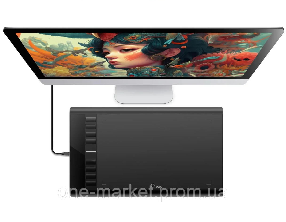 Ugee M708 V3 Цифровой графический планшет 10 дюймов 8 горячих клавиш - фото 3 - id-p2076230189