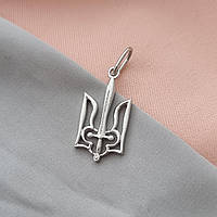 Серебряный кулон герб Украины Трезубец с мечом для цепочки или шнура