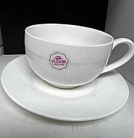 Чашка чайная с блюдцем Tudor TU1062-4 230мл Сетка фарфоровая