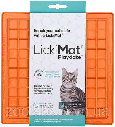 Килимок для повільного харчування для котів | Licki Mat Classic Playdate Cat, фото 1