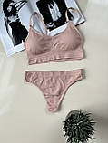 Трикотажний комплект білизни  топік і трусики стрінги, фото 4