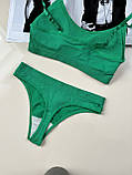 Трикотажний комплект білизни  топік і трусики стрінги, фото 7