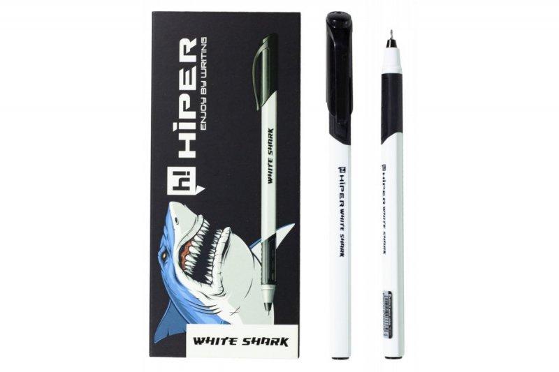 Ручка гелева чорна  0,6мм Hiper White Shark HG-811  //10шт/уп