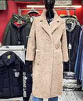 Шуба Пальто ТЕДДИ Женская эко-мех овчина Цвет беж, пудра, беж, коричневый, графит, серый, Размер S-M L-XL
