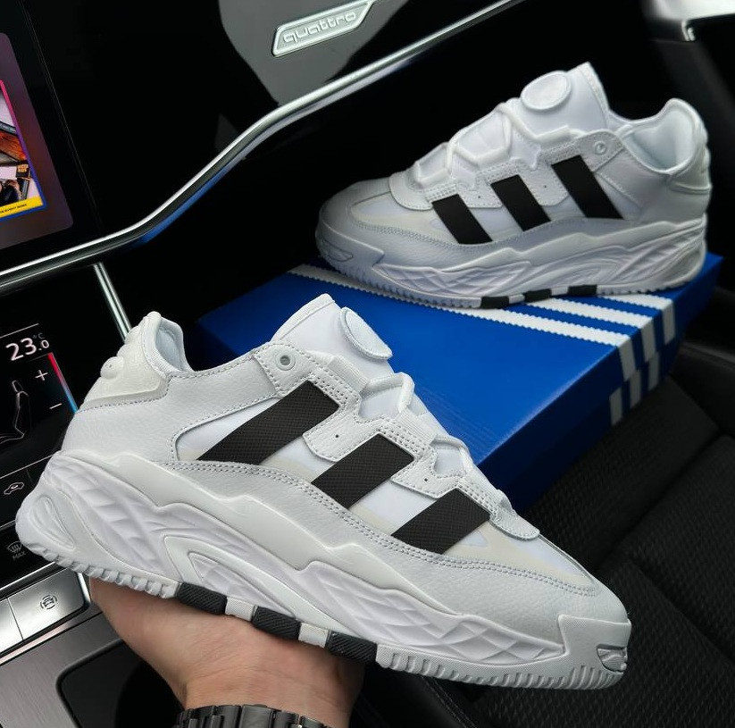 Кросівки чоловічі Adidas Niteball весна-осінь повсякденні (білі). Живе фото, фото 1