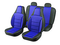 Чохли на сидіння авто / чехлы на сиденья PILOT ВАЗ 2107 (кожзам+вставка ткань) синие