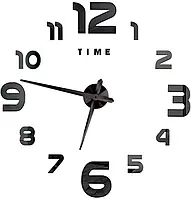 Настенные 3D часы "DIY" ZH015(с цифрами) Черные 120 см ,Настенные часы
