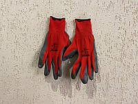 Перчатки рабочие прорезиненные серо-красные PD-12