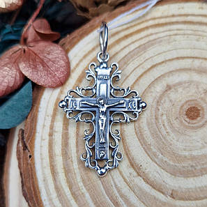 Срібний хрестик 925° проби з чорнінням, фото 2