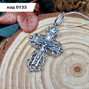 Срібний хрестик 925° проби з чорнінням, фото 1
