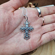 Срібний хрестик 925° проби з чорнінням, фото 3