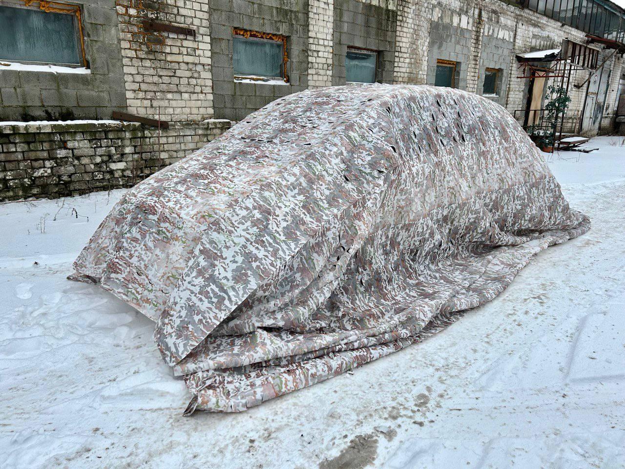 Сітка маскувальна 6х10м "Зимовий степ" для авто, пікапа, позашляховиків та техніки. Маскування для окопів, бліндажів, фото 1