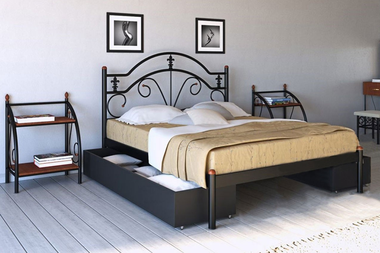 Кровать Диана (маталлическая) ТМ Металл Дизайн 160х200, ламели 1.5 см, Нет - фото 1 - id-p1945363388