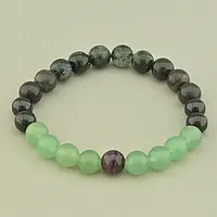Браслет із натуральними каменями Нефрит, Цоїзит, Турмалін 18 см