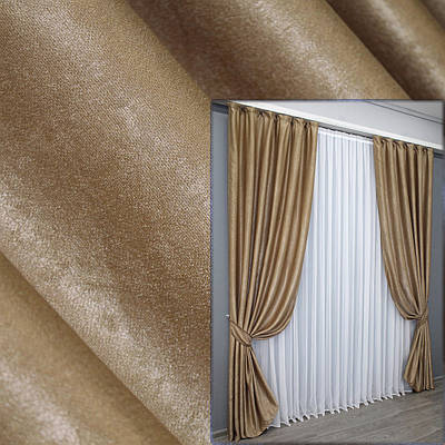 Комплект штор (2шт. 1,5х2,7м.) льон-софт, колекція "Парма". Колір темно-золотистий. Код 1354ш 33-0194