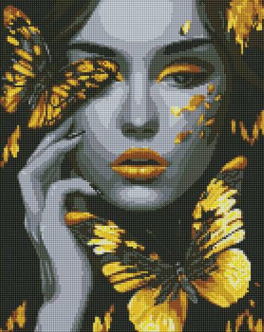 Алмазна мозаїка AMO7723 Дівчина із золотими метеликами ©art_selena_ua, 40х50см Ideyka на підрамнику, фото 1