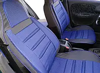 Чохли на сидіння авто / чехлы на сиденья PILOT ВАЗ 2106 (кожзам+вставка ткань) синие