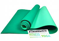 Коврик для йоги и фитнеса 183 см 6 мм EasyFit TPE+TC двухслойный зеленый-мятный