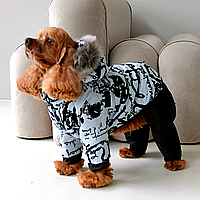 Зимовий комбінезон для собак зі знімними штанами, флоковий малюнок, різні кольори, для дрібних та середніх порід