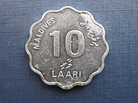 Монета 10 лаари Мальдивские острова Мальдивы 1984 корабль парусник