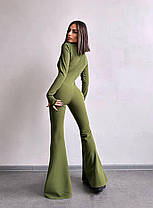 Комфортний жіночий комбінезон з брюками кльош Db5849, фото 5