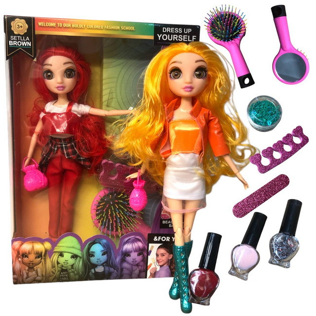 Лялька Rainbow Shining Doll велика лялька для дівчаток 30 см з набором для манікюру помаранчева