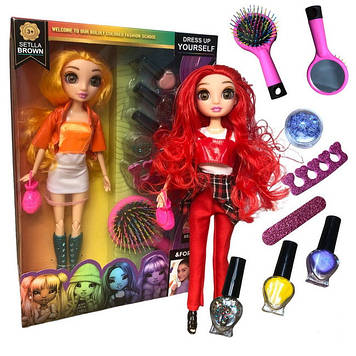 Лялька Rainbow Shining Doll велика лялька для дівчаток 30 см з набором для манікюру червона