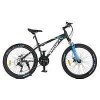 Велосипед 24 д. G24OPTIMAL A24.4 (1шт)алюм.рама 13",SHIMANO 21SP,алюм.DB,FW TZ500,черн-голуб-салат