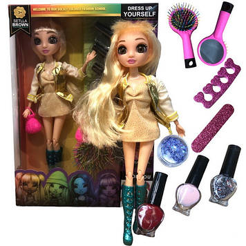 Лялька Rainbow Shining Doll велика лялька для дівчаток 30 см з набором для манікюру бежева