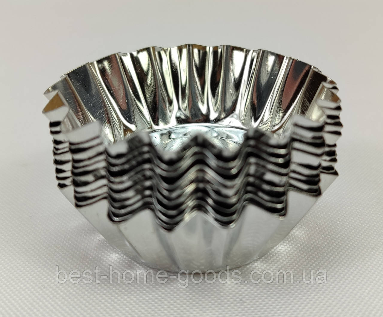 Міні металеві форми для випічки кексів | Круглі фігурні форми Ø 5.2 см × Ø 3.2 см | 10 шт | Харчова сталь | Форми для кексів, фото 1