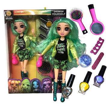 Лялька Rainbow Shining Doll велика лялька для дівчаток 30 см з набором для манікюру м'ята
