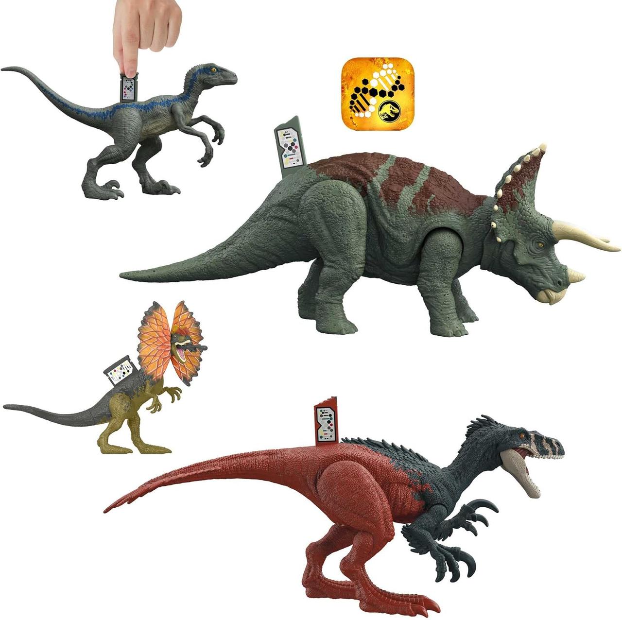 Набір динозаврів 4 Dinosaur Action Figures, Blue, Dilophosaurus Megaraptor and Pteranodon