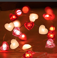Подарок на день святого Валентина девушке на 14 февраля Оригинальный гирлянда сердце светодиодная Роса 5м