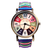 Женские часы на руку с текстильным ремешокм 25см в винтажном стиле фиолетовые