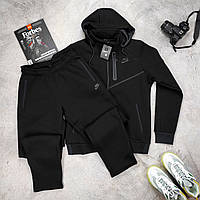 Мужской спортивный костюм Nike чёрный на флисе БАТАЛ прямые штаны 4XL